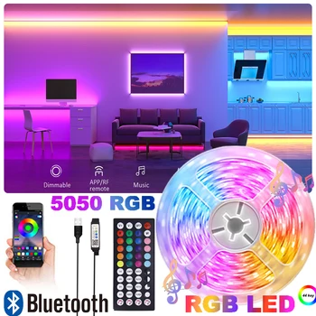 Neon RGB 5050 USB Decoração de Quarto Modo de Música para o PLANO de Fundo Bluetooth Luzes de LED com 44 Teclas Remoto Fita para Decoração do Quarto