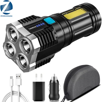 Farol com Luz XHP70.2 Construído em bateria de Lanterna Recarregável USB Portátil Poderoso de Luz da ESPIGA do Lado de Luz do Floodlight 