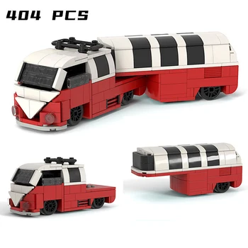 MOC Retro T1 Campista Blocos de Construção Modificado a partir do 10220 Carro da Caravana do Acampamento Trailer de Ônibus Tijolos de Presentes de Aniversário Brinquedos para as Crianças