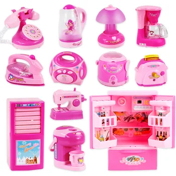 Simulação elétrica play house pequenos eletrodomésticos brinquedo para Crianças, menina de mini-cozinha de brinquedo conjunto de máquina de lavar geladeira