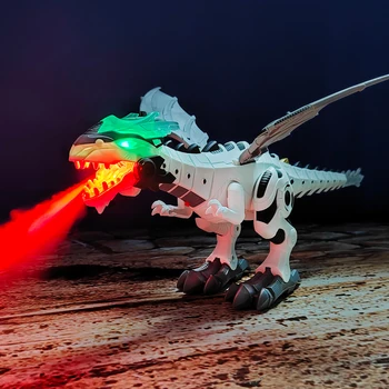 Curta Robô Dinossauro de Brinquedo para Crianças - Pulverizador da Névoa de Dinossauros de Brinquedos Respiração do Fogo Spray de Água Neblina com Luz e Sons Realistas