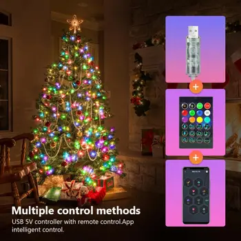 15M/20M de Seqüência de caracteres de Luz RGBIC da corda LED do Temporizador da Lâmpada Smart APP de Controle Remoto Impermeável Árvore de Natal Decoração Para o Quarto