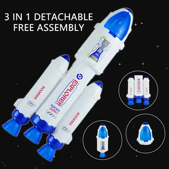 Ciência Aeroespacial Família 3in1 Foguete Espaço de Brinquedos Com Luzes E Música Nave do Astronauta Figura Modelo Para Crianças, Presente de Aniversário