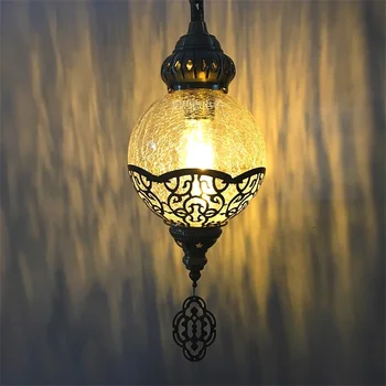 O estilo o mais novo Turquia étnica, costumes artesanal lâmpada de café romântico restaurante bar Pingente de árvore de luz de gelo vidro rachado luminária