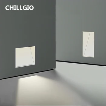 CHILLGIO Shadeless Sensor Magnético Escada Luzes ao ar livre de Alumínio Impermeável Led Moderna de Interiores Ressessed Escadas Lâmpadas Passo