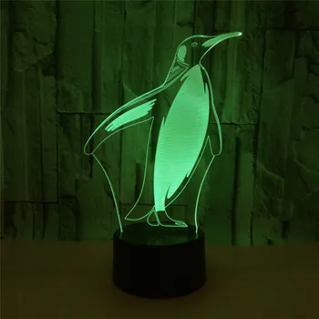 3D Lâmpada de Animais pinguim Sensor de Toque de 7 Cores vestiário Lâmpada Decorativa Criança Crianças Kit de Bebê Nightlight penguin Noite do Diodo emissor de Luz