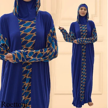 Novo Muçulmano Mulheres Com Capuz Abaya Turquia-Africano Oração Vestuário Kaftan Vestido Com Hijab Estampas Florais Dubai, Arábia Manto No Ramadã