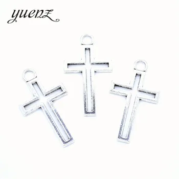 YuenZ 10pcs Produto Novo cor prata Antiga cruz Encantos Jóias Pingente em Liga Metálica de Jóias Marcação 39*21mm T101
