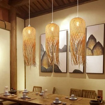 Bambu lustre Zen Chinês sala de chá de luz do Sudeste Asiático restaurante do hotel B&B estilo de bambu panela quente luz da varanda da barra