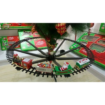 Decoração da árvore de natal trilho de trem moldura de Natal Trem Elétrico Brinquedos vagão com Som e Luz de vagões de presentes de Natal