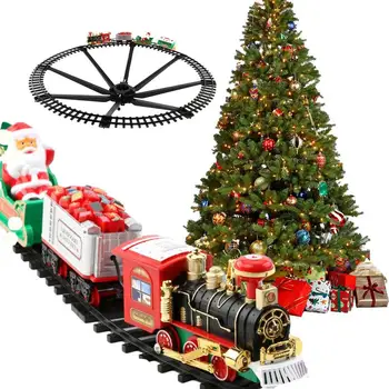 Natal Trem De Natal Conjuntos De Comboios Sob A Árvore De Natal Do Trem Elétrico De Som E Luz Pode Travar Árvore De Natal Carro De Pista