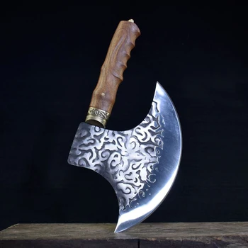 Longquan espírito mão feita especiais machado para cortar o osso de mão de forjamento machado afiado durável osso machado chefe do agregado familiar faca