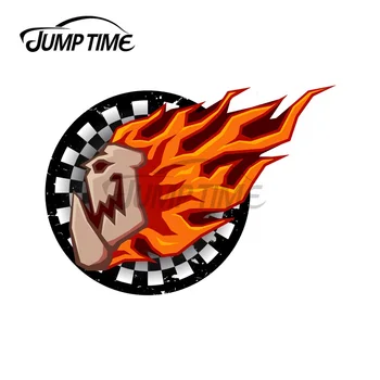 JumpTime 13 x 9,5 cm Flaming OrK Crânio Engraçado Carro Adesivos de Vinil Adesivo de Carro DIY à prova de arranhões 3D pára-choques Impermeável JDM Decalque