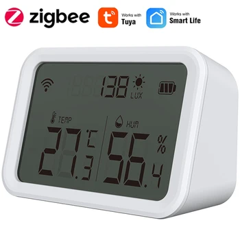 Zigbee Tuya Sensor de Temperatura e Umidade Com Tela de LCD Funciona Com Tuya Vida Inteligente Zigbee/Concentrador Gateway