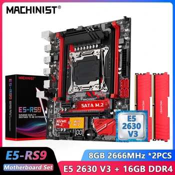 MAQUINISTA E5 RS9 LGA 2011-3 placa-Mãe Kit Xeon E5 2630 V3 Processador de CPU e 16GB 2666MHZ DDR4 Combinação de Memória RAM