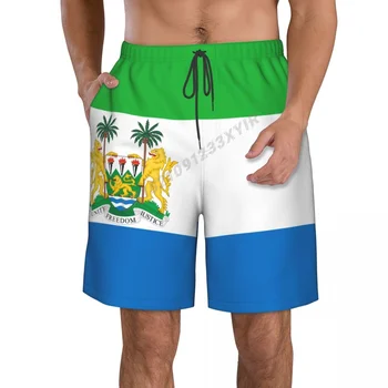 O verão masculino de Serra Leoa Praia de Bandeira Calças Shorts de Surf M-2XL Poliéster trajes de Banho Execução