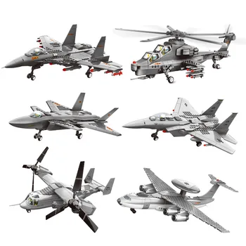 Bibilocks Militares Técnica De Batalha Lutador Helicópteros Modelo De Blocos De Construção Da Nave Monte De Tijolos Menino Kids Brinquedos Educativos