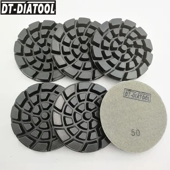 DT-DIATOOL 6pcs/set 4inch Diamante Concreto Almofadas de Polimento Feito de Nylon em Carpete a Seco Renovar Resina Bond Lixar Discos de Diâmetro 100mm/4