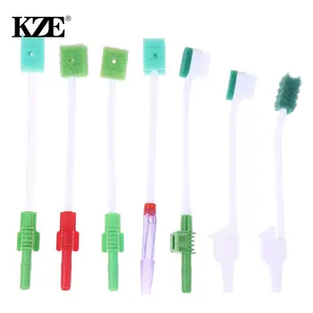 Médicos descartáveis Esponja, Escova de dentes UTI de Sucção de Esfregaço Bucal de Uso Único de Sucção do Sistema de Escova de dentes, a Higiene Oral Cabeça Verde