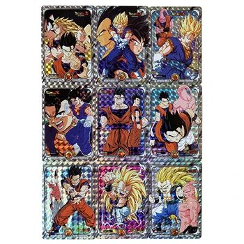 9Pcs/set Dragon Ball Z Refração Cartões de memória Flash Super Saiyajin Goku, Gohan e Goku, Majin Buu Jogo de Anime de Recolha de Cartão Cartões de Brinquedos