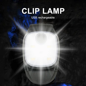 LED Clip Acende 4 Modos de Iluminação Lanterna de LED Clip Recarregável USB, o Aviso de Segurança da Lâmpada ao ar livre a Noite Clipe com Luzes