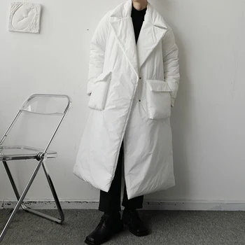Inverno Homens Japão Coreano Moda Streetwear Acolchoado De Algodão Longa Parkas Casaco Sobretudo Casal Casaco Masculinos Mulheres Outerwear
