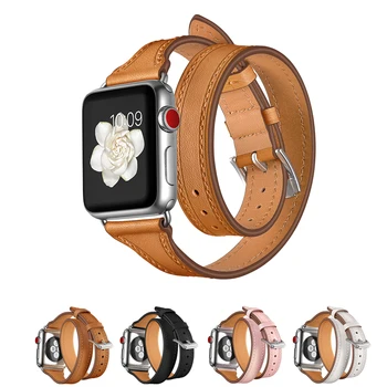 pulseira de couro genuíno para a apple faixa de relógio de 42 38 44 40mm apple relógio iwatch 6/5/4/3/2 Duplo Passeio pulseira Acessórios Myl-b19d