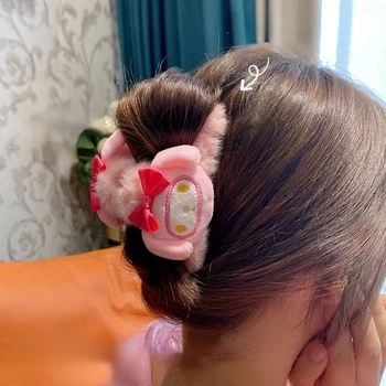 Beleza Sanrio Caracteres Kuromi Cinnamoroll Cabelo Garra Cip Acessórios com Pelúcia Boneca Feminino Ornamentos Meninas Dom de Moda de Brinquedo