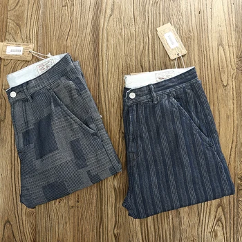 2021 Primavera, Outono Novo Japonês Retro Azul Tingimento de Jeans, calças de Brim dos Homens de Moda Retro Puro Algodão Lavado Velho Magro Calças Retas