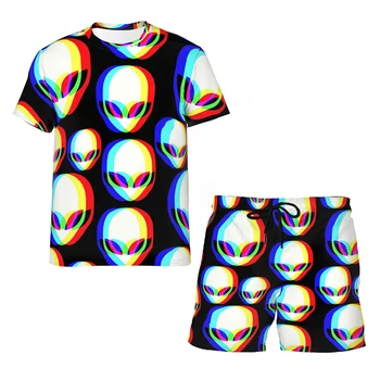 Verão Impressos em 3D Roupas de T-shirts e Calções Clássicos Homens Mulheres Diárias de Moda Casual Treino de Estilo Urbano Tee/Shorts/Terno