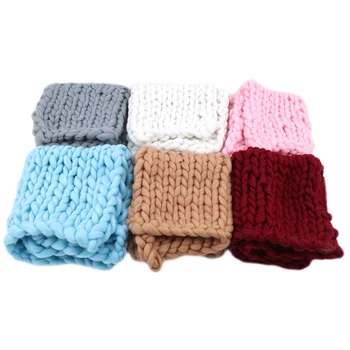 Alta Qualidade de Mão-de malha de Lã Crochê Cobertor do Bebê Recém-nascido Fotografia Adereços Tricotar Chunky Cobertor Cesta de Enchimento Quente da Venda