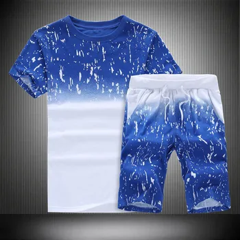 2022 Verão Nova camiseta + Shorts Ocasionais do Sólido T-shirt Fatos de treino para a Execução de Conjuntos de Moda Harajuku Impresso Masculino Esporte Terno