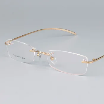 Novo Titânio PURO parafuso de dobramento de Óculos com armações de Homens, mulheres da moda sem aro, óculos de prescrição óptica armações de Oculos de grau