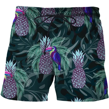 Novo Resumo de abacaxi padrão masculino de Praia, Shorts, Calças de Fitness, de secagem Rápida e Banho Rua Engraçado Engraçado Impressão 3D Shorts