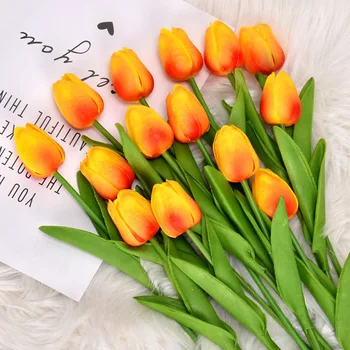 5/10Pcs PU Tulip Flor Artificial Toque Real Artificial Buquê Falso Flor para a Decoração do Casamento de Flores em Casa de Decoração de Jardim