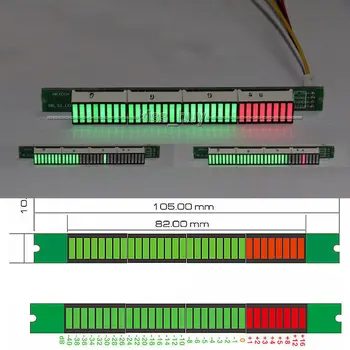 Mono 32 música LED indicador do Nível espectro, Medidor de VU Amplificador de lâmpadas de Luz Velocidade de Ajuste para mp3 Amplificador Conselho dc 7-12v