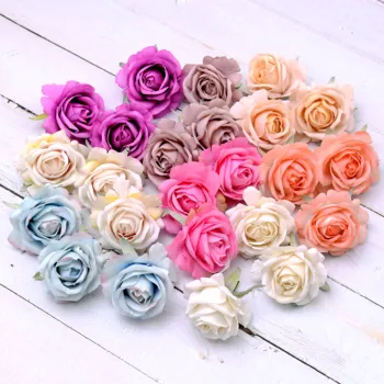 30pcs 6cm de Rosas Artificiais de Seda Cabeças de Flores DIY Buquê de Acessórios de Decoração de Casamento Coroa de Scrapbooking Artesanal Falso Flores