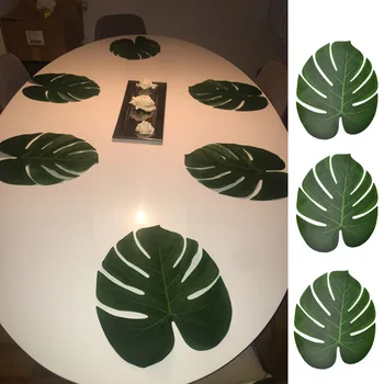 12pcs Artificial de Folha Verde Monstera Folhas de Palmeira para o Havaí, Luau Festa Decorações de Casamento, Decoração de Mesa de Plantas de Flor de Folhas