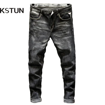 Black Jeans para Homens de Marca Slim de extensão em linha Reta, Em 2022, a Primavera E o Outono Moda Streetwear Masculino Calças Jeans Calças masculinas Casuais
