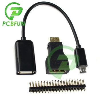 3 in1 para o Raspberry Pi Zero Kit Adaptador Mini HDMI ao adaptador de HDMI+Micro USB para USB Fêmea do Cabo de OTG+20 pinos Macho GPIO Cabeçalho RRI 0