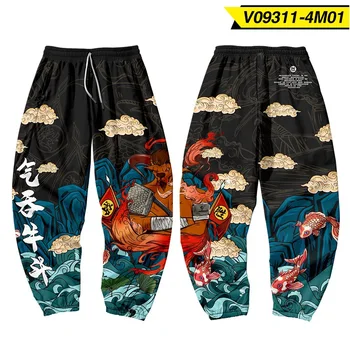 Verão de Carga Homens Hip Hop Chinês Cartoon Impresso Streetwear Masculino Calças Calças ao ar livre Esporte Jogger Calças Tamanho Grande 6XL