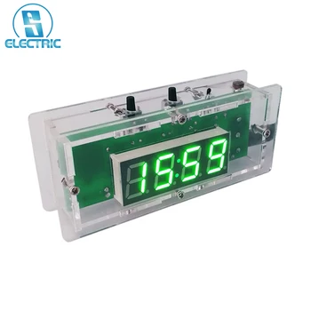 Digital Relógio Eletrônico de DIY Kit LED de Temperatura/Tempo de Exibição Relógio Despertador 0.56 Polegadas 4 Bits DC 5V Solda Exercício Suite Verde