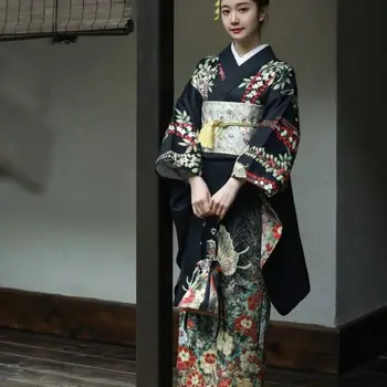 Kimono de Mulheres Vestido Formal Tradicional Retro Vibração Manga Japonês Roupas de Estilo de Longa Quimono Tradicional Quimono