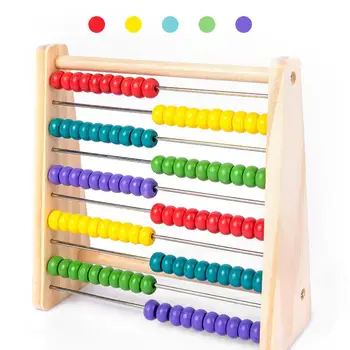 Abacus De Ensino De Matemática De Madeira Do Brinquedo As Crianças Do Arco-Íris Rosários Números De Cálculo Aritmético Quebra-Cabeça Montessori De Aprendizagem, Brinquedo