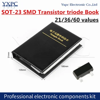 21/36/60 Tipos SOT-23 Transistor SMD tríodo Livro S8050 TL431 A42 A92 BAV99 2N2222 BAT54 2N7002 S8550 BC817 Comumente Variado Conjunto de