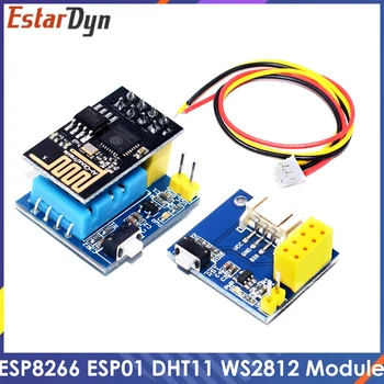 ESP8266 ESP-01 DHT11 de Temperatura e Umidade Sensor Módulo IDE WS2812 RGB LED Controlador esp8266 wi-Fi NodeMCU Casa Inteligente IOT