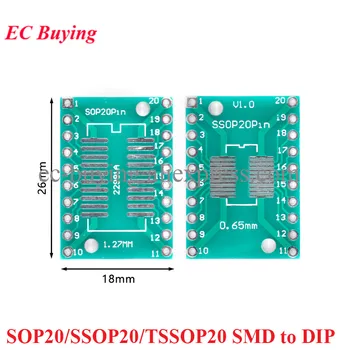 5pcs/monte SOP20/SSOP20/TSSOP20 SMD DIP sua vez DIP20 de 0,65 mm/1.27 MM passo Adaptador de Transferência da Placa do PWB do Painel de Pinos do CI de Teste da Placa de