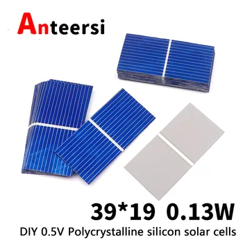 50pcs/set Painel Solar 39*19mm 0.13 W 0,5 V 260mA Bateria Solar Painéis de Células DIY de Carga da Bateria 0.26 Um polysilicon