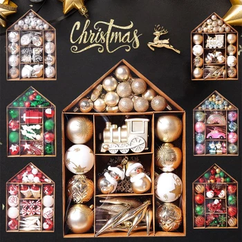 Enfeites de Árvore de natal Conjunto de 70 Bola de Natal com Doces do Papai Noel de Neve pingente Clássico de Natal Decorações Decoração de Casa