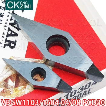 VBGW VBGW110304 PCD VBGW110308 PCD VBGW160404 insertos de PCD Diamante transformando Lâminas CNC torneamento Interno ferramentas para Cobre alumínio